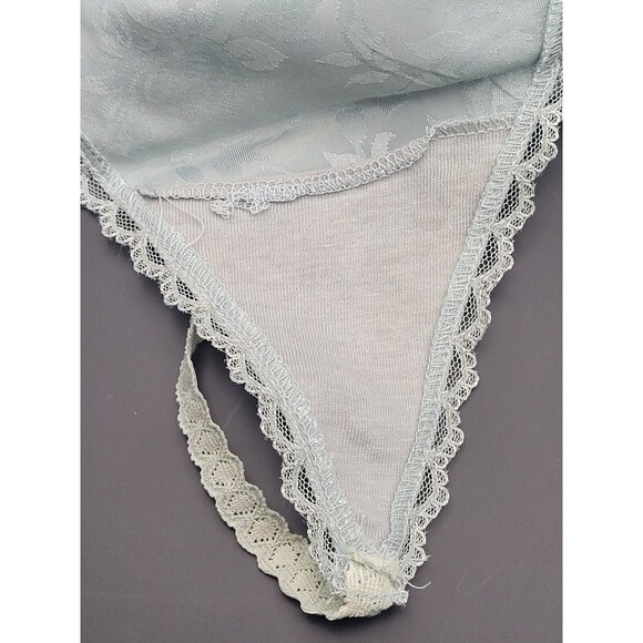 Vtg M/L Victorias Secret Satin T Back / Thong Panties G String Beaded SAGE Green - Picture 6 of 10